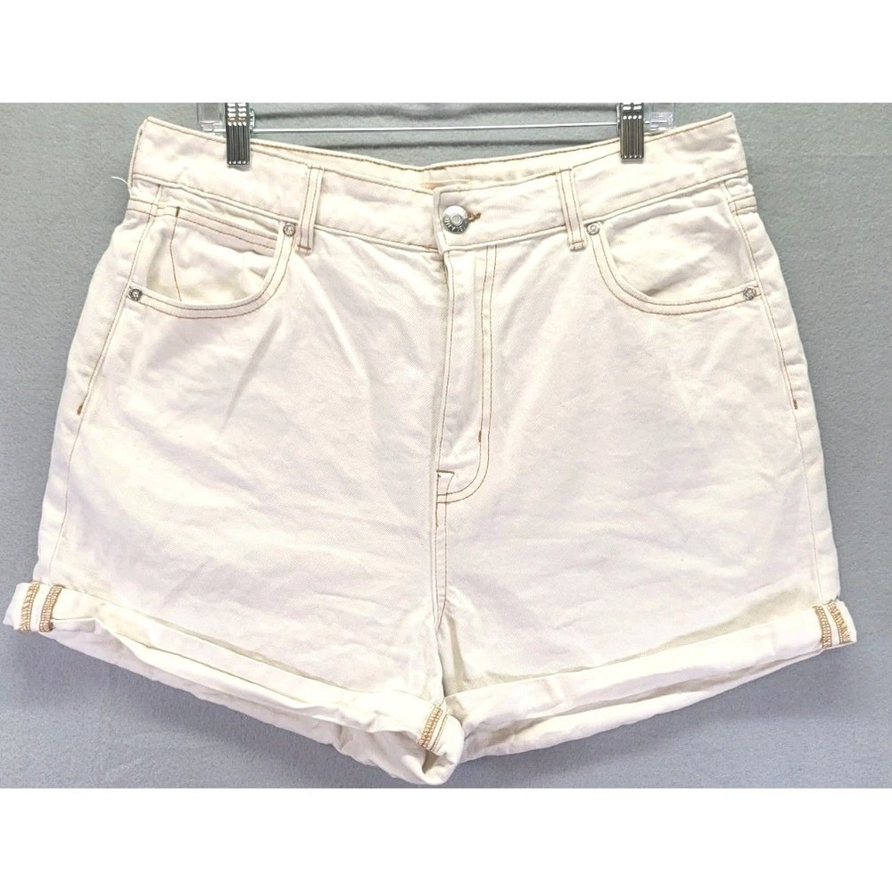 River Island Jean Shorts Womens US Size 12 Cream Denim Cut Off